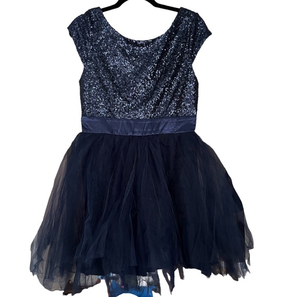 Trixxi | Navy Dress | Sequins & Tulle | Size 9 | EUC - Picture 1 of 4